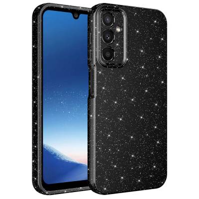 Galaxy A24 Case Camera Protected Glittery Luxury Zore Cotton Cover Black