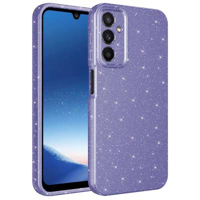 Galaxy A24 Case Camera Protected Glittery Luxury Zore Cotton Cover Purple