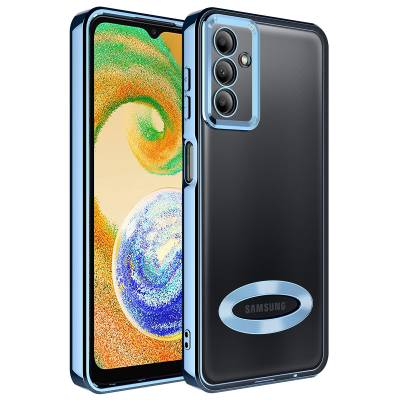 Galaxy A24 Kılıf Kamera Korumalı Logo Gösteren Zore Omega Kapak Sierra Mavi