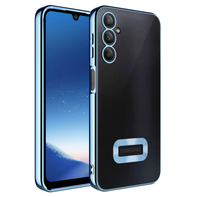 Galaxy A24 Kılıf Kamera Korumalı Logo Gösteren Zore Omega Kapak Sierra Mavi