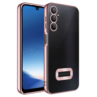 Galaxy A24 Kılıf Kamera Korumalı Logo Gösteren Zore Omega Kapak Rose Gold