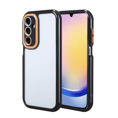 Galaxy A25 Case Camera Protected Colored Edge and Frame Design Zore Vitamin Cover Black