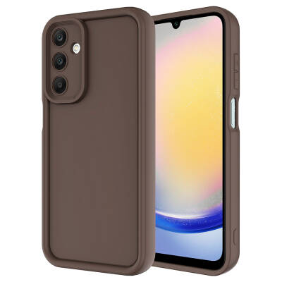 Galaxy A25 Case Camera Protected Zore Ananas Cover Brown