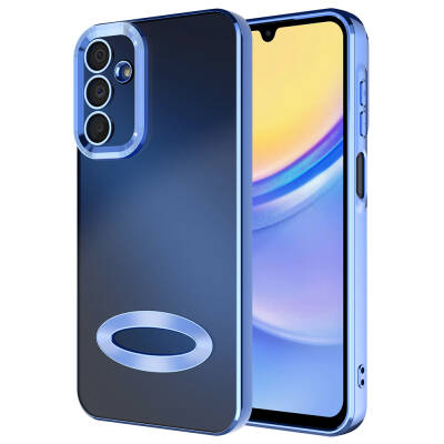 Galaxy A25 Case Camera Protection Zore Omega Cover Showing Logo Sierra Mavi