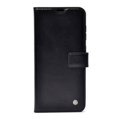 Galaxy A25 Case Zore Kar Deluxe Flip Cover Black