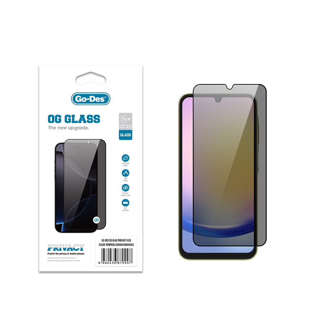 Galaxy A25 Go Des OG Glass Privacy Antistatic Tempered Glass Screen Protector - 2