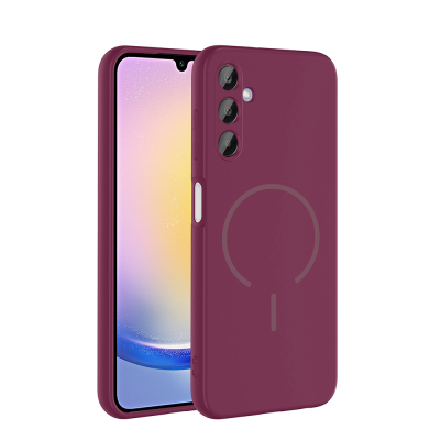 Galaxy A25 Kılıf M-safe Şarj Özellikli Zore Meta Kapak Mürdüm