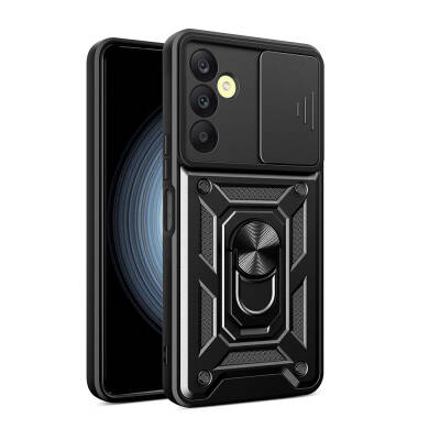 Galaxy A25 Case Magnetic Stand Camera Protector Zore Sliding Vega Cover Black