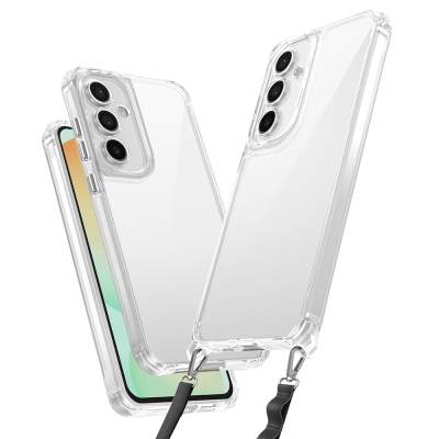 Galaxy A26 Case Airbag Detachable Strap Zore Snap Silicone Cover Şeffaf