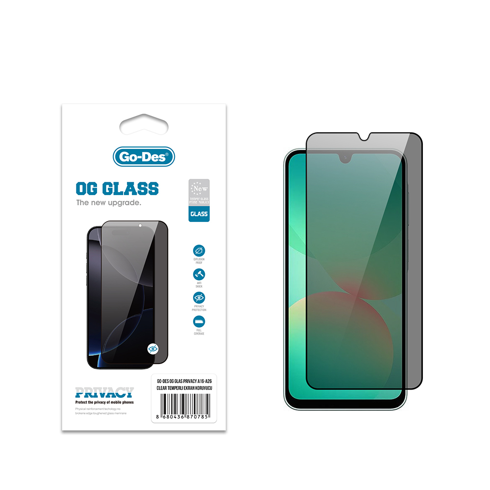 Galaxy A26 Go Des OG Glass Privacy Antistatik Temperli Cam Ekran Koruyucu - 2