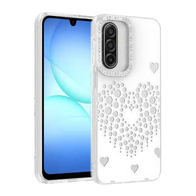 Galaxy A26 Kılıf Damla Taşlı Zore Rivas Sert PC Kapak Beyaz