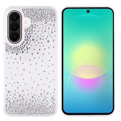 Galaxy A27 Case Airbag Design Drop Stone Embellished Transparent Zore Pera Silicone Cover Şeffaf