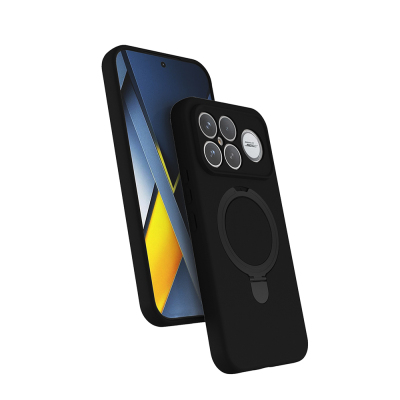 Galaxy A27 Case M-safe Charging Stand Zore Samara Cover Black