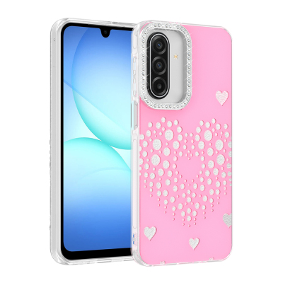 Galaxy A27 Case with Drop Stones - Zore Rivas Hard PC Cover Pink