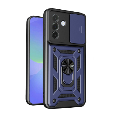 Galaxy A27 Case with Magnetic Stand and Camera Protection - Zore Sliding Vega Cover Blue