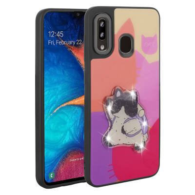 Galaxy A30 Case Shining Embossed Zore Amas Silicone Cover with Iconic Figure Purple