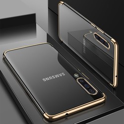 Galaxy A30S Kılıf Zore Dört Köşeli Lazer Silikon Kapak Gold