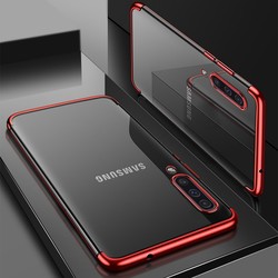 Galaxy A30S Kılıf Zore Dört Köşeli Lazer Silikon Kapak Kırmızı