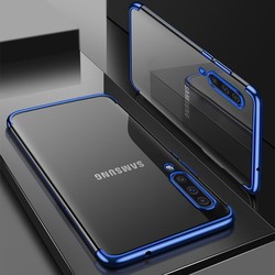 Galaxy A30S Kılıf Zore Dört Köşeli Lazer Silikon Kapak Mavi