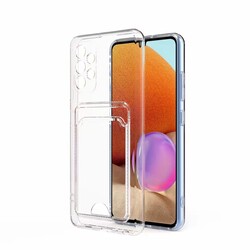 Galaxy A32 4G Case Card Holder Transparent Zore Setra Clear Silicone Cover Colorless
