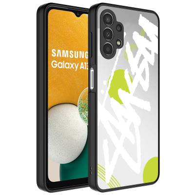 Galaxy A32 4G Case Mirror Patterned Camera Protected Glossy Zore Mirror Cover Yazı