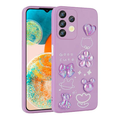 Galaxy A32 4G Case Relief Figured Shiny Zore Toys Silicone Cover Purple