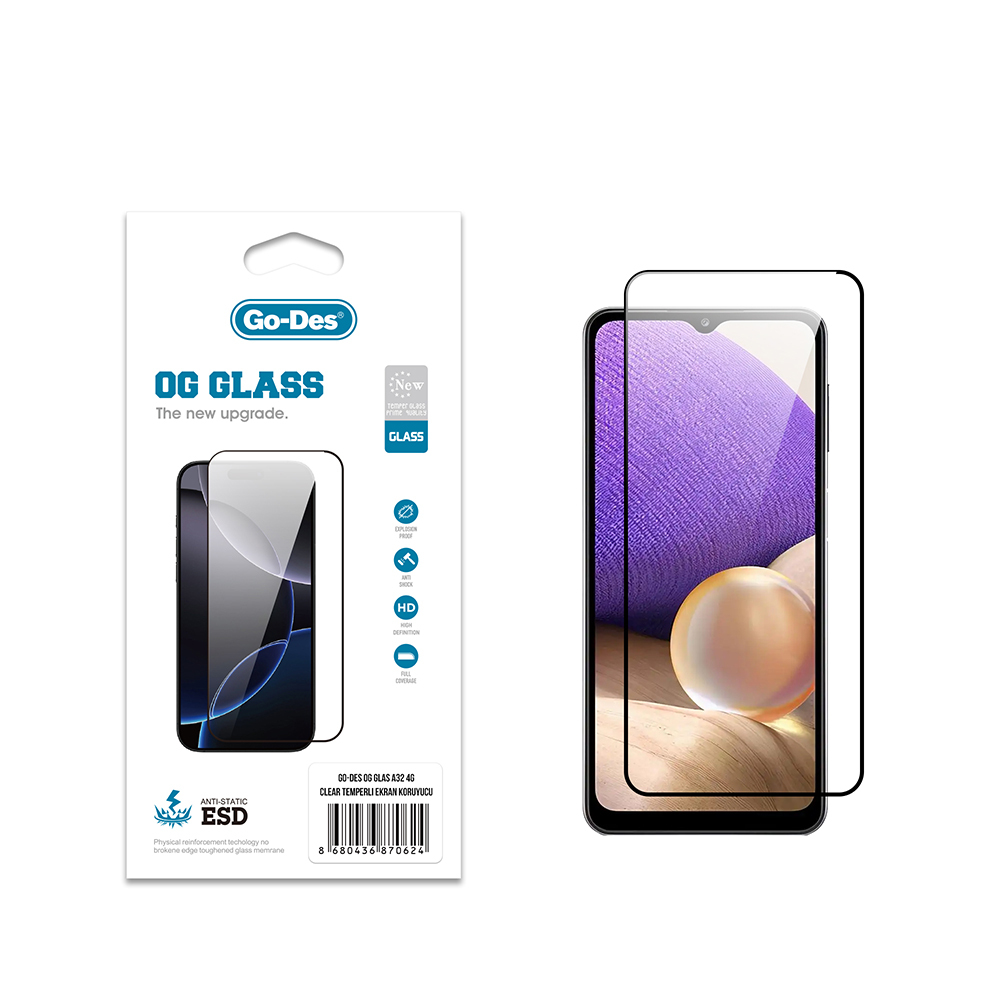 Galaxy A32 4G Go Des OG Glass Antistatik Temperli Cam Ekran Koruyucu - 1