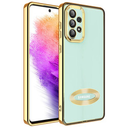Galaxy A32 4G Kılıf Kamera Korumalı Logo Gösteren Zore Omega Kapak Gold