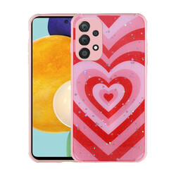 Galaxy A33 5G Case Glittery Patterned Camera Protected Shiny Zore Popy Cover Kalp