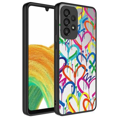 Galaxy A33 5G Case Mirror Patterned Camera Protected Glossy Zore Mirror Cover Kalp