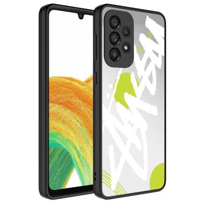 Galaxy A33 5G Case Mirror Patterned Camera Protected Glossy Zore Mirror Cover Yazı