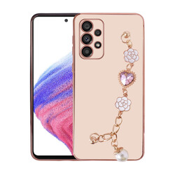 Galaxy A33 5G Case With Hand Strap Camera Protection Zore Taka Silicone Cover Pink