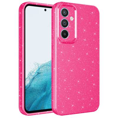 Galaxy A34 Case Camera Protected Glittery Luxury Zore Cotton Cover Dark Pink