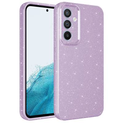 Galaxy A34 Case Camera Protected Glittery Luxury Zore Cotton Cover Lila