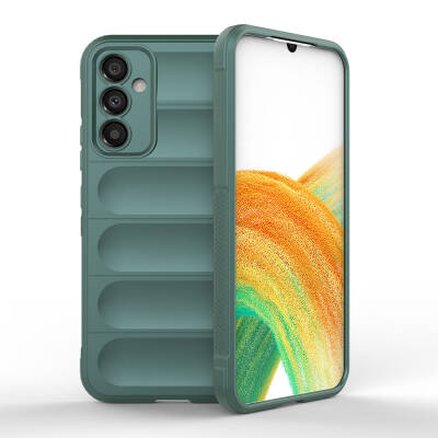 Galaxy A34 Case Flexible TPU Hollow Back Surface Design Zore Etnik Silicone Cover Dark Green