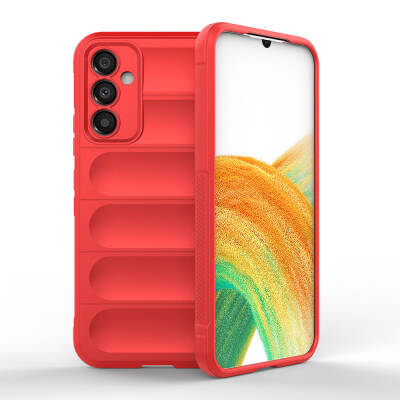 Galaxy A34 Case Flexible TPU Hollow Back Surface Design Zore Etnik Silicone Cover Red