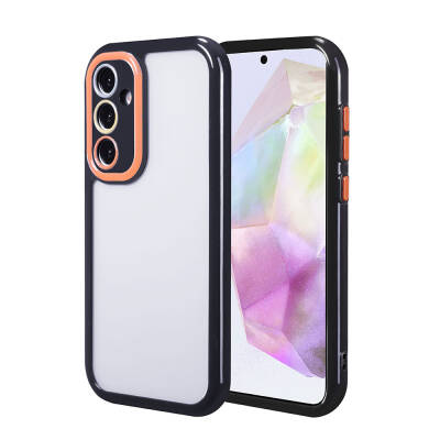 Galaxy A35 Case Camera Protected Colorful Edge Frame Design Zore Vitamin Cover Black