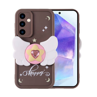 Galaxy A35 Case Camera Protected Figure Designed Zore Cover Koyu Kahve