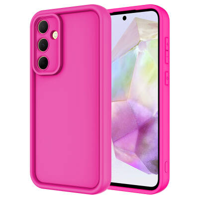 Galaxy A35 Case Camera Protected Zore Ananas Cover Dark Pink