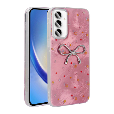 Galaxy A35 Case Camera Protection Figured Zore Ponti Silicone Cover Açık Pembe
