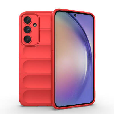 Galaxy A35 Case Flexible TPU Hollow Back Surface Design Zore Etnik Silicone Cover Red