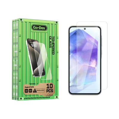 Galaxy A35 Go Des Fingerprint Free 9H Oleophobic Bom Glass Screen Protector 10 Pack Şeffaf