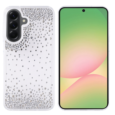 Galaxy A36 Case Airbag Design Drop Stone Embellished Transparent Zore Pera Silicone Cover Şeffaf