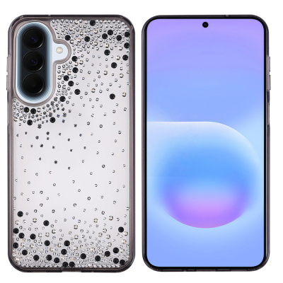 Galaxy A36 Case Airbag Design Drop Stone Embellished Transparent Zore Pera Silicone Cover Black