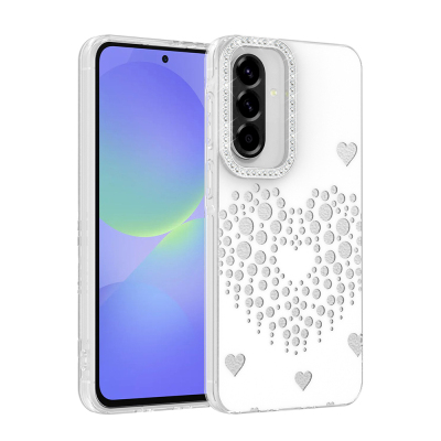 Galaxy A36 Case Drop Stones Zore Rivas Hard PC Cover White
