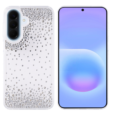 Galaxy A37 Case Airbag Design Drop Stone Embellished Transparent Zore Pera Silicone Cover Şeffaf