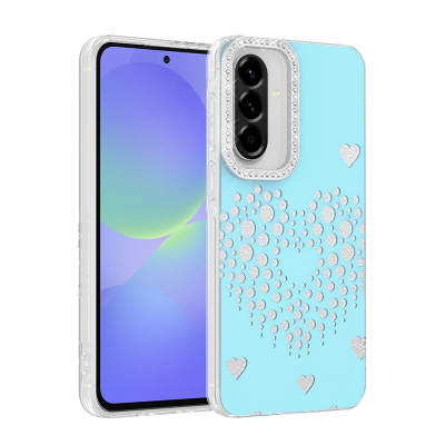Galaxy A37 Case Drop Stones Zore Rivas Hard PC Cover Blue