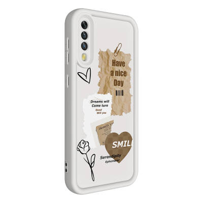 Galaxy A50 Case Camera Protected Printed Back Surface Zore Klas Cover White