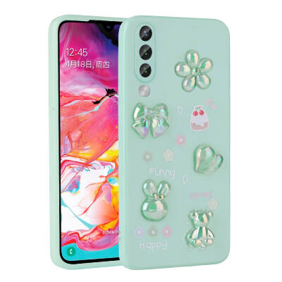 Galaxy A50 Case Relief Figured Shiny Zore Toys Silicone Cover Açık Yeşil