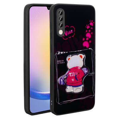 Galaxy A50 Case Shining Embossed Zore Amas Silicone Cover with Iconic Figure Black